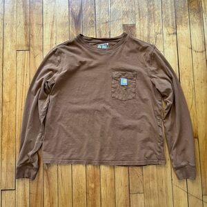 Carhartt Women’s Loose Fit Boxy Tan Pocket Long Sleeve Shirt Size Medium